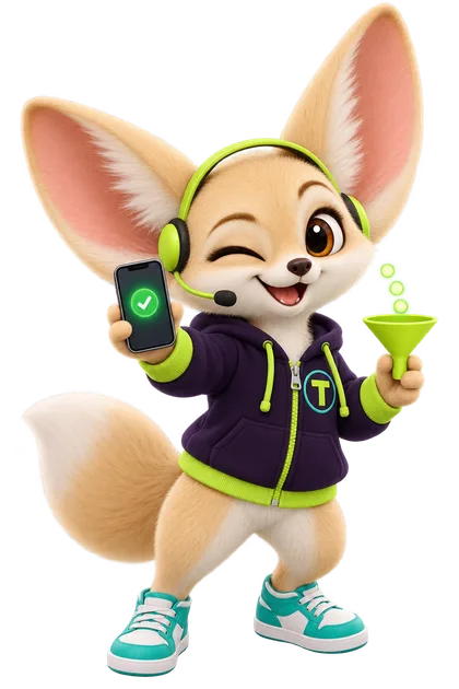 Tenzo the fennec fox with a headset, the AI Engine's mascot